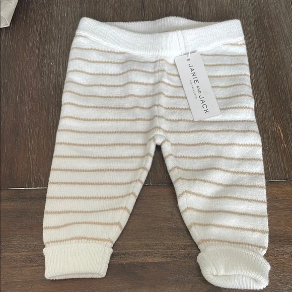 Janie and Jack Striped Baby Pants - White and Tan - Picture 1 of 5